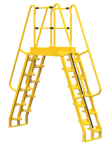 Alternating 10 Step Cross-Over Ladder w/ 68 Degree Step Angle & 32